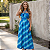 Vestido Moda Feminina Longo Floral Alça E Recorte Na Cintura Azul Estampado - Imagem 5