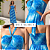 Vestido Moda Feminina Longo Floral Alça E Recorte Na Cintura Azul Estampado - Imagem 4