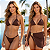 Conjunto Biquíni Trikini Kit 3 Peças Saia Moda Praia Piscina Marrom - Imagem 2