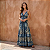 Vestido Longo Indiano Com Recortes E Alças Cruzadas Ajuste Azul Escuro - Imagem 6