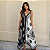 Vestido Indiano Boho Frente Única Estilo Lenço Chic Preto/Branco - Imagem 6