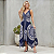 Vestido Indiano Boho Frente Única Estilo Lenço Chic Azul - Imagem 7