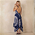 Vestido Indiano Boho Frente Única Estilo Lenço Chic Azul - Imagem 8