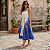 Vestido Trapézio Moda Indiano Viscose Soltinho Confortável Azul com branco - Imagem 7