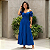 Vestido Longo Casual Soltinho Alcinha Babado Verão Festa Azul - Imagem 6