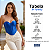 Cropped Corset Feminino Bico Acetinado Luxo Amarração Top Azul - Imagem 3