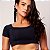 Top Cropped Fitness Soft Preto Liso em poliamida - Imagem 1