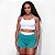Shorts Fitness Ploc! verde jade cós duplo branco em poliamida - Imagem 1