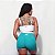 Shorts Fitness Ploc! verde jade cós duplo branco em poliamida - Imagem 2