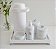 Kit Higiene Bebê Porcelana Térmica Bandeja Banho Flor - Imagem 2