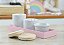 Kit Higiene Retangular Bancada Porcelana Pequeno Madeira Bebê Menina Rosa Póa - Imagem 1