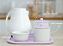 Kit Higiene Porcelana Bebê Maternidade Lilas Decoração K195 Potes Algodão Cotonete Térmica Quarto Infantil - Imagem 1