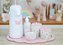 Kit Higiene Cuidados Bebê Maternidade Porcelana Menina Borboleta Jardim K060 Rosa Quarto Infantil - Imagem 2