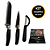 Kit com 3 Utensílios Black Descascador e Duas Facas Metal - Imagem 1