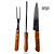 Kit Churrasco com 3 Pçs Faca, Chaira e Garfo Trinchante em Inox - Imagem 1
