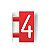 Precificador Pacote Avulso Número “4” vermelho com branco- 30 peças - Preço para Vitrine - Imagem 1