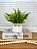 Vaso Branco Laço com Verde Folha Artificial - Imagem 1