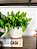 Planta Pendente 3D 40cm + Vasinho Cerâmica Sinus Branco com Verdinhos - Imagem 4