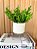 Vaso Cerâmica OffWhite Suporte Metal M com Planta Artificial - Imagem 1