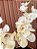 Arranjo de Orquídea Artificial Creme 2 Hastes Vaso Cerâmica Branco G - Imagem 4