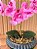 Arranjo de Orquídea Artificial Rosa 2 Hastes Vaso Cerâmica Preto G ( Pequenas Avarias) - Imagem 4