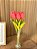 Arranjo de Tulipas Vermelhos Artificial com Vaso de Vidro - Imagem 1