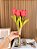 Arranjo de Tulipas Vermelhos Artificial com Vaso de Vidro - Imagem 2