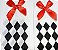 Meia 5/8 xadrez preto e branco c/ laço vermelho fantasia - Imagem 6