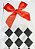 Meia 5/8 xadrez preto e branco c/ laço vermelho fantasia - Imagem 4