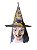 Máscara Látex Bruxa c/ cabelo e chapéu Fantasia Halloween - Imagem 2