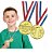 Kit 4 medalhas para brincadeira de campeão vencedor cor ouro - Imagem 1