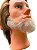 Barba falsa postiça Grisalha Loira Cabelo Natural + Bigode - Imagem 2