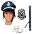 Kit Fantasia Completo Policial Masculino Chapéu+ Acessórios - Imagem 1