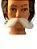 Bigode Falso Realista Branco Grande com pontas Viradas - Imagem 4