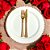 Kit Jantar 6 Pratos bolinha Rose 26cm Plástico Garfo e faca - Imagem 13
