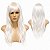 Fantasia Peruca Sintética Branca longa franja 55cm cosplay - Imagem 1