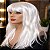 Fantasia Peruca Sintética Branca longa franja 55cm cosplay - Imagem 3