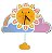 Relógio Infantil Quarto de Criança Com Pêndulo Sol Nuvem Rosa - Imagem 1