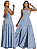 Vestido Longo Jeans Feminino em Liocel Três Marias com Costas Trançadas e Fenda - Imagem 3