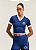 Blusa Colcci Cropped Justa com Decote V- Azul - Imagem 1