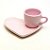Conjunto de Xícara de Café e Prato de Coração  Rosa - Imagem 1