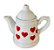 Bule Retro para Café em Porcelana Corações Vermelhos 450ml - Imagem 1