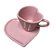 Xícara de Café e Pires em Formato de Coração Rosa - Imagem 1