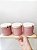 Conjunto com 3 potes com colher em cerâmica rosa para temperos com bandeja de madeira - Imagem 1