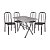 Conjunto Mesa Quality Roma Granito 120x75cm com 4 Cadeiras Preto Craqueado Assento Floral Preto - Imagem 1