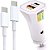 Carregador de celular veicular USB + Type-C PD com cabo 1m branco (LE-355 TYPE-C) - Imagem 1