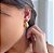 Brinco gota curva oca banhado ouro - Imagem 3