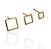 Conjunto brinco 3 quadrados perfil 6mm,8mm,10mm banhado ouro - Imagem 1