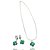 Conjunto trevos esmeralda choker 40cm+brinco banhado prata - Imagem 1