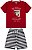 Conjunto camiseta meia malha e bermuda cravina listrado - Imagem 1